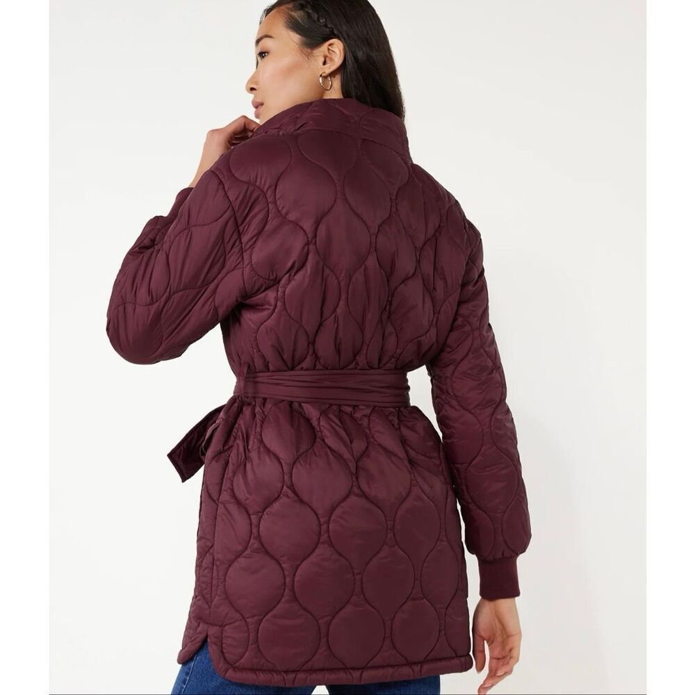Time and Tru burgundy onion quilted puffer barn jacket size M 8/10 - Picture 8 of 9